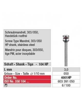 Mandrin pour disques 303/050 4001HP Mandrin pour disques 303/050 4001HP
