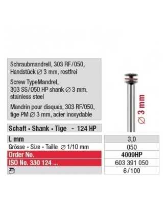 Mandrin pour disques 303 RF/050 4009HP Mandrin pour disques 303 RF/050 4009HP